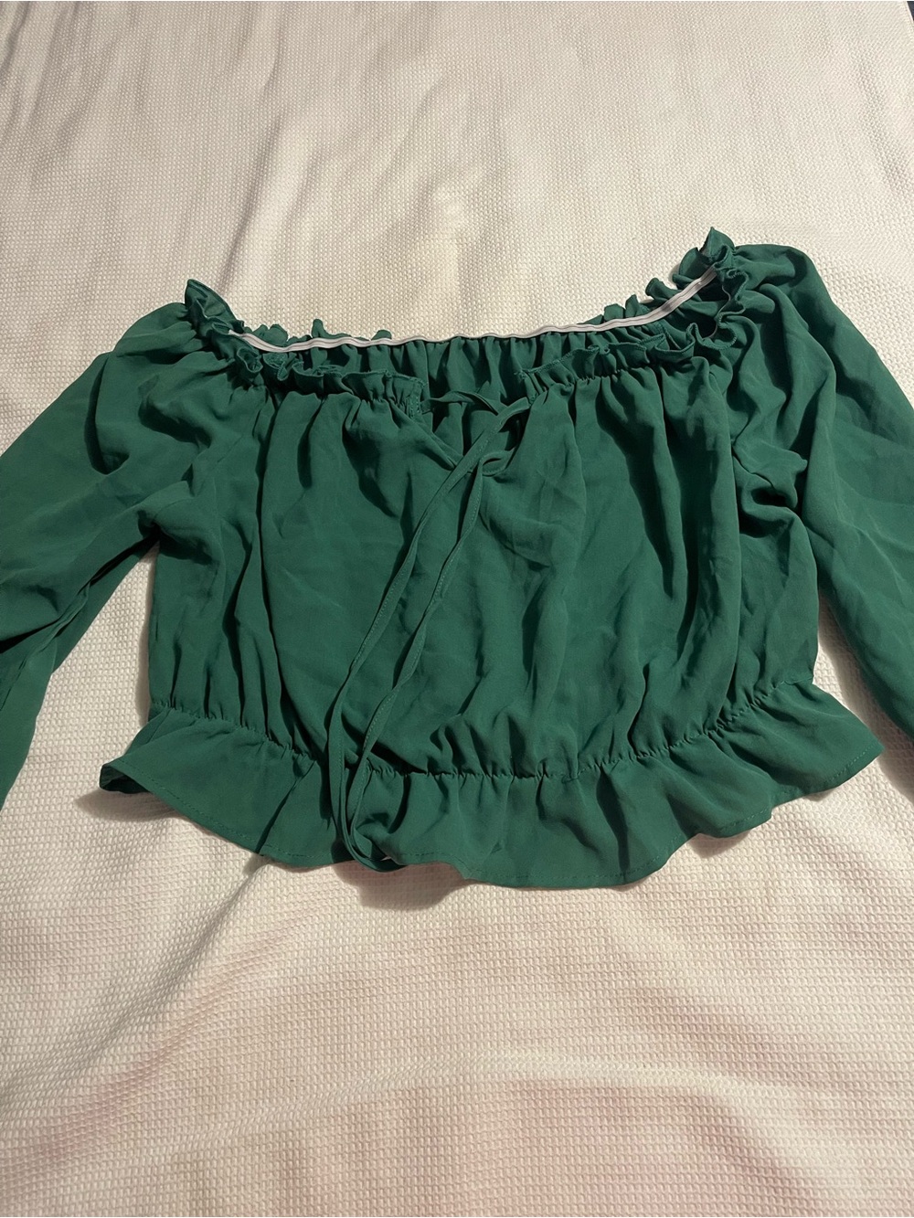 SHEIN Emerald Green Off-Shoulder Peasant Top